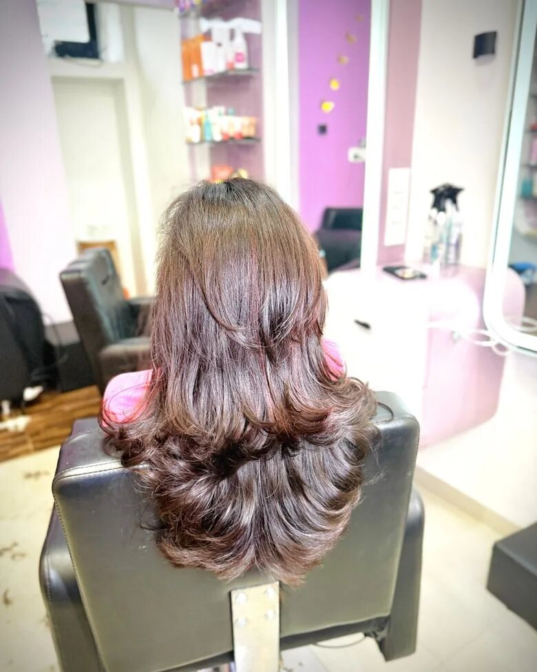 Blow-dry and layered hairstyling result at The Sarita's Lounge, Wagholi